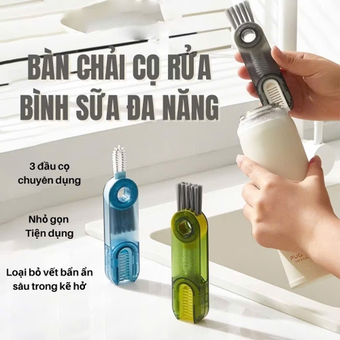 Bàn chải, Dụng Cụ Xoay 360, Cọ Rửa Bình Nước, Vệ Sinh Ly Cốc - Bộ Cọ Vệ Sinh Đa Năng 3in1 Tiện Lợi. 5155