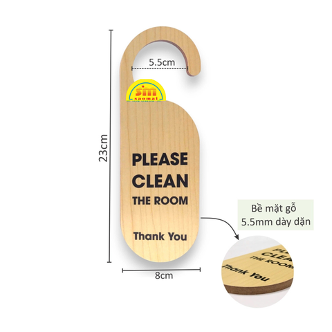Thẻ treo phòng khách sạn gỗ MDF M80 8x23cm 5.5mm 2 mặt in UV-SM