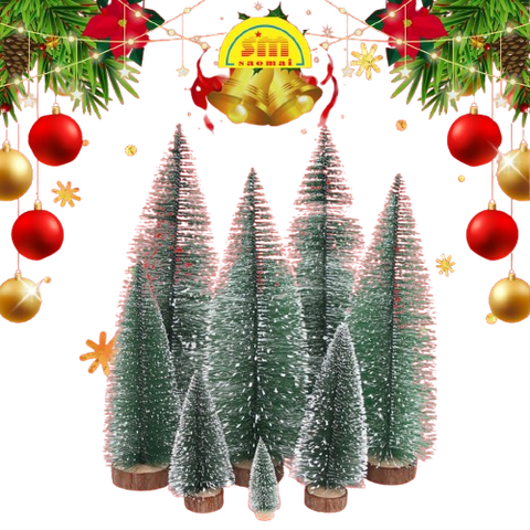 Noel-Set 5 cây thông tròn phủ tuyết 10cm 91-1901-JC