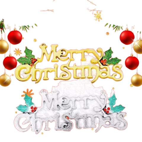 Noel-Chữ Merry lá trái đỏ 14cm 91-701 (1 cái)-JC