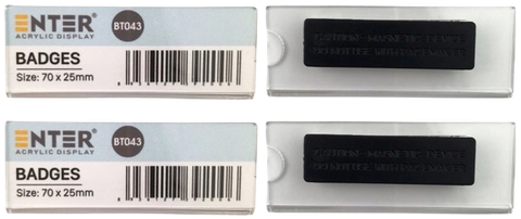 Phôi thẻ tên mica Enter BT043 70X25mm gắn nam châm N010