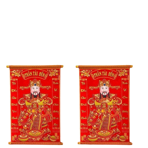 Tết - Liễn Thần Tài Nhung ( 40 x 60 )cm