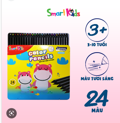 Chì màu Smartkids 24 màu hộp thiếc SK-CP3002-BT