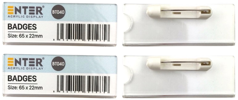 Phôi thẻ tên mica Enter BT040 65X22mm gắn kim N004A