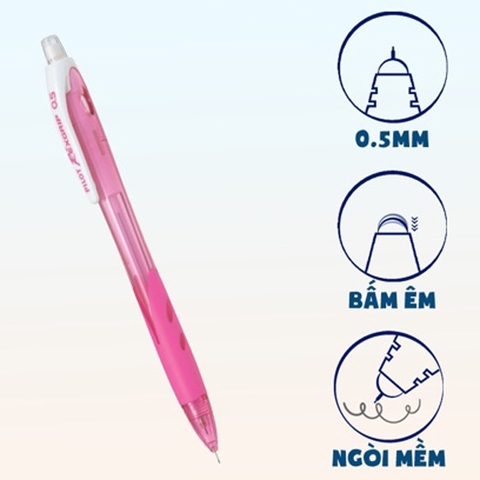 Chì bấm Pilot 0.5 Rexgrip hồng-BT