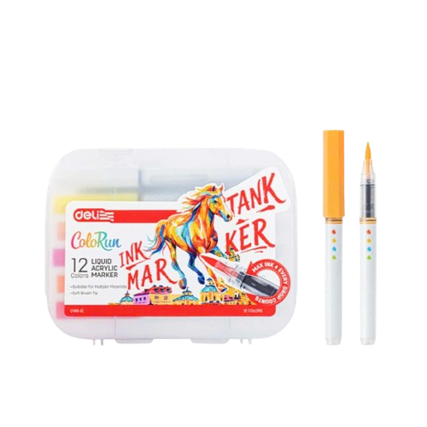 Bút lông Acylic 12 màu Deli C199-12 mực lỏng-LA