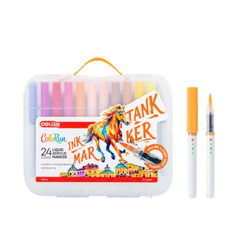 Bút lông Acylic 24 màu Deli C199-24 mực lỏng-LA