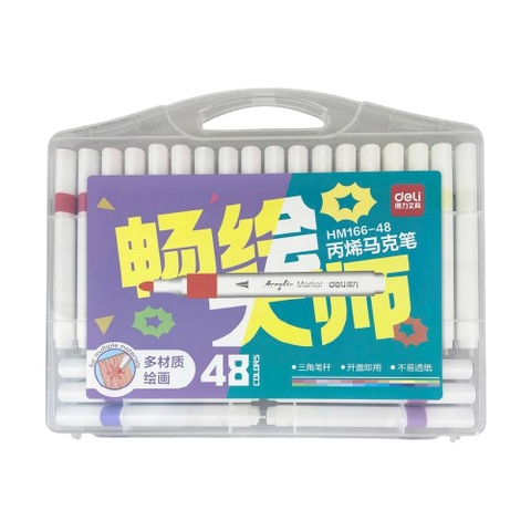 Bút lông Acrylic 48 màu Deli HM166-48-LA