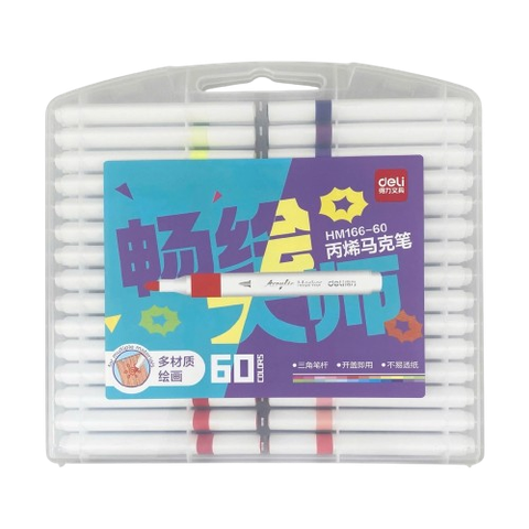 Bút lông Acrylic 60 màu Deli HM166-60-LA