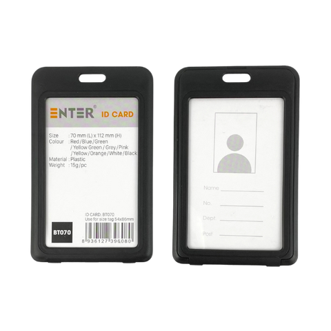 Bảng tên Enter BT070 54x86mm 2 mặt đứng đen-SM