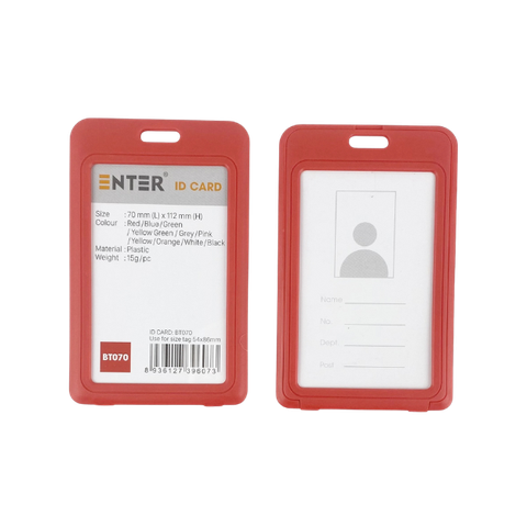 Bảng tên Enter BT070 54x86mm 2 mặt đứng đỏ-SM
