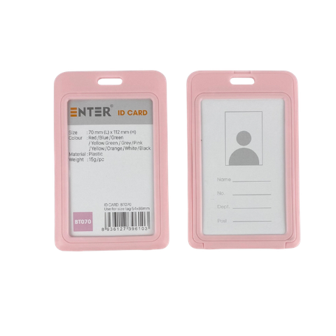 Bảng tên Enter BT070 54x86mm 2 mặt đứng hồng-SM