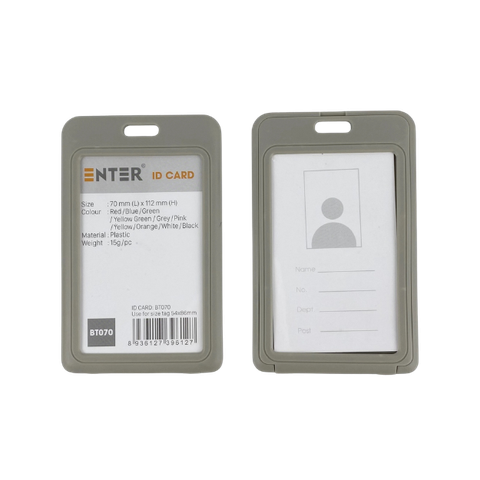 Bảng tên Enter BT070 54x86mm 2 mặt đứng xám-SM