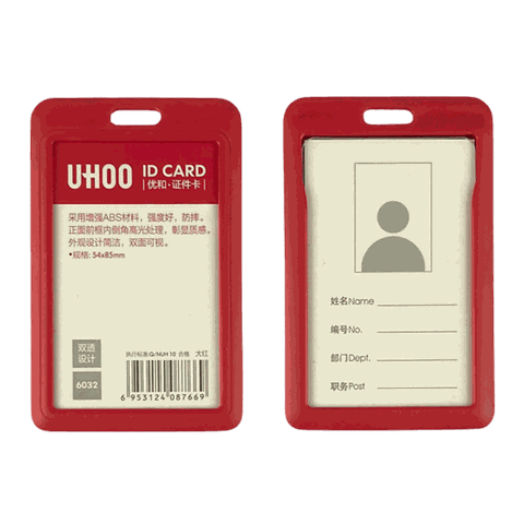 Bảng tên Uhoo 6032 - Kích thước 5.4x8.5cm, 2 mặt đứng đỏ-SM