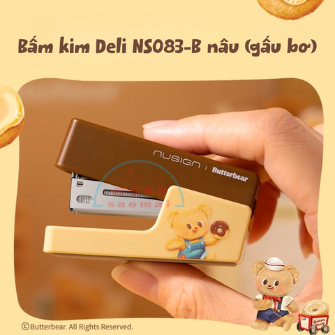 Bấm kim Deli NS083-B nâu (gấu bơ)-LA