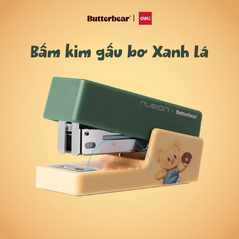 Bấm kim/Dập ghim Deli NS083-B xanh lá (gấu bơ)-LA