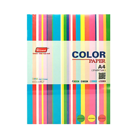 Bìa A4 Pgrand trộn 5 màu 80gsm-KP