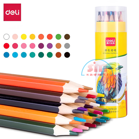 Bút chì 24 màu Deli dạng cốc 7070-LA