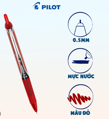 Bút nước Pilot Hi-Tecpoint V5 RT đỏ-BT