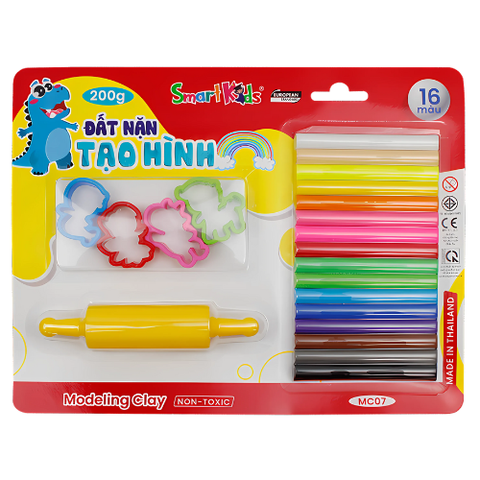 Đất nặn SmartKids 16 màu thường(4 khuôn+1 cây lăn) MC07-BT