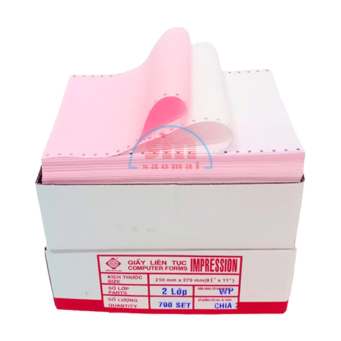 Giấy in liên tục LS K210x279mm 2 Liên chia 2