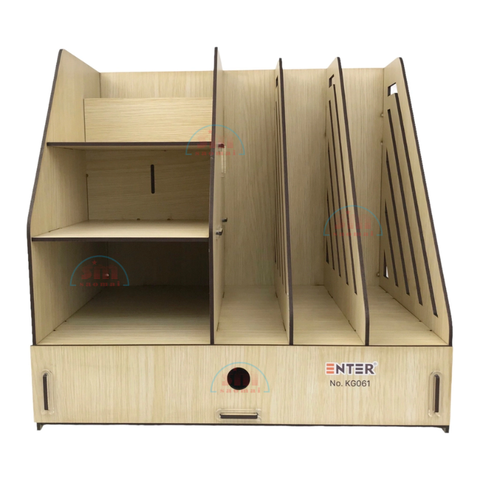 Kệ hồ sơ gỗ Enter KG061 lắp ráp vàng/nâu/đen-SM