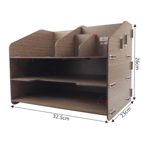 Kệ hồ sơ gỗ Enter KG065 lắp ráp nâu/đen/vàng-SM