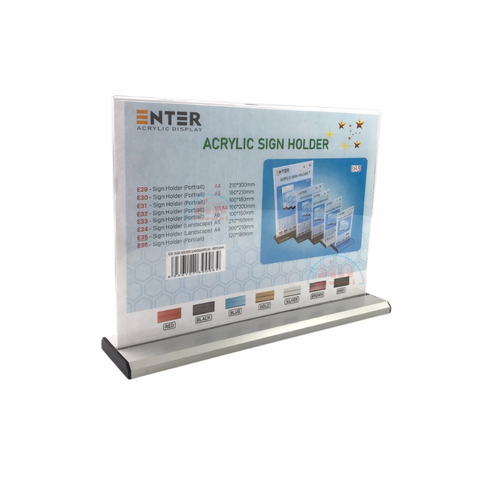 Kệ mica 2 mặt A4 ngang E35 đế nhôm (21x30cm)-SM