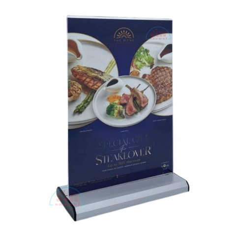 Kệ mica 2 mặt đứng E36 đế nhôm (12x18cm)-SM