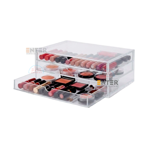 Kệ trưng bày mica Enter TB705 255x170x100mm 3 ngăn cửa kéo, hộc kéo, hộp trang sức-SM