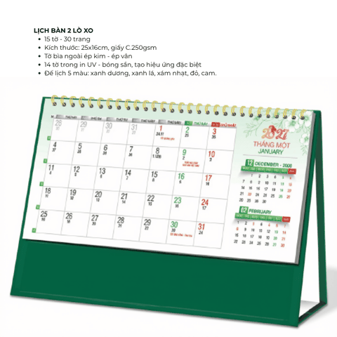 Lịch bàn chữ A 2027-AH