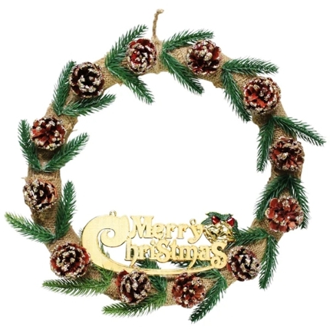 Noel-Vòng hoa W7 trái thông kim tuyến 10