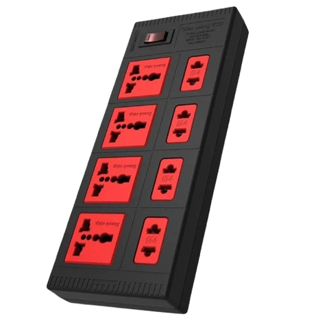 Ổ cắm Điện Quang 8 lỗ 5M 5BR 8 ECO màu đen đỏ-ĐQ