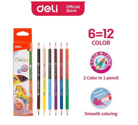 Chì 12 màu Deli C00500 2 đầu-LA