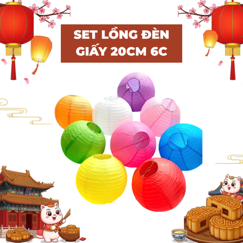 Set lồng đèn giấy 20cm 6c-TL