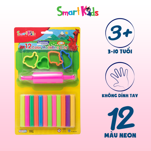Đất nặn SmartKids 12 màu Neon SK-BL12M5N