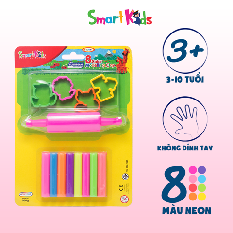 Đất nặn SmartKids 8 màu neon SK-BL8M5N