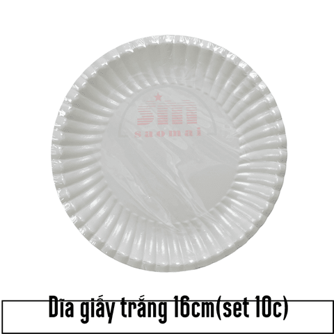 Dĩa giấy trắng CT 16cm(10c)-HNF