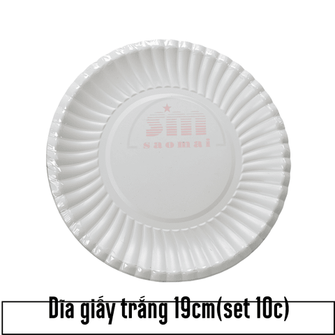 Dĩa giấy trắng CT 19cm(10c)-HNF