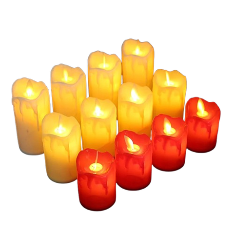 Nến pin 7.5x12.5cm trắng chảy/đỏ chảy/trắng trơn-KTN