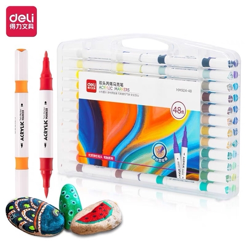Bút lông Acrylic 48 màu Deli HM924-48 2 đầu-LA