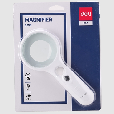 Kính lúp 75mm Deli 9099 đèn-LA