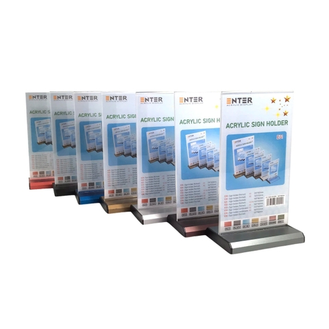 Kệ mica 2 mặt đứng E31 đế nhôm (10x18cm)-SM