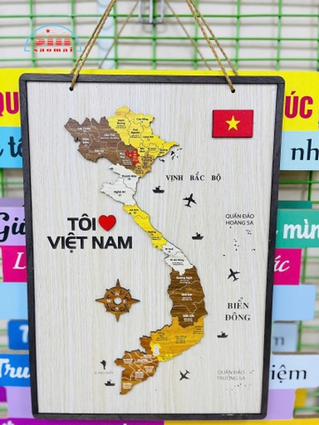 Bảng gỗ Bản đồ Việt Nam 38cm-BM