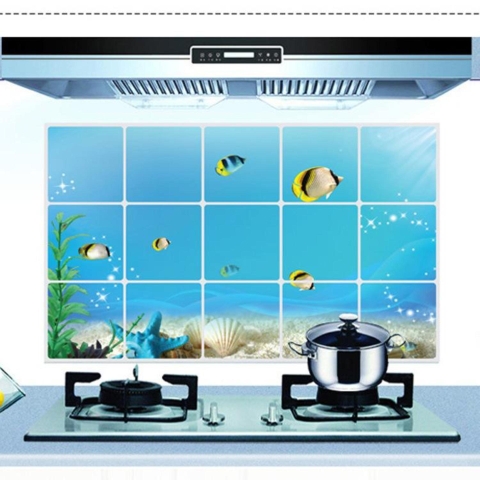 Combo 02 Decal dán tường Dán Bếp - Đại dương xanh