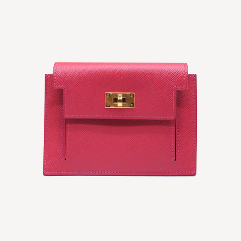 Kelly Pocket Compact Wallet Rose Pourpre Epsom Ghw