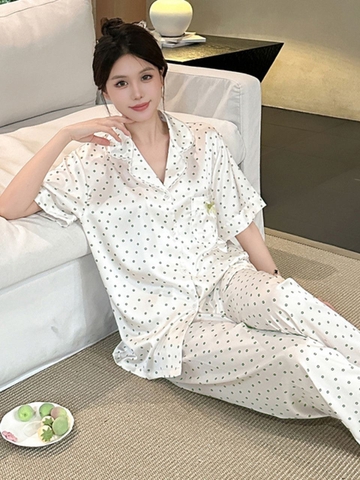 Đồ ngủ Pijama lụa băng màu trắng Chất Desire Ren Hoa Nhỏ DN426240