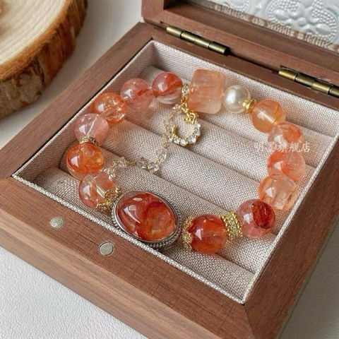 Vòng tay phong thủy đá mặt trời Sunstone tự nhiên cao cấp TS101240