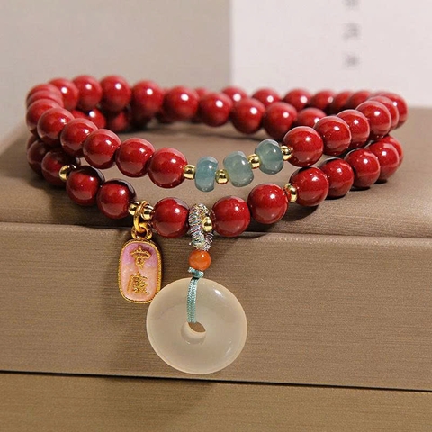 Vòng tay chu sa phong cách trung hoa mới cho nữ – sang trọng, tinh tế, mang ý nghĩa phong thủy may mắn TS216250