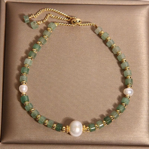 Vòng tay pha lê Aventurine xanh phong cách Trung Hoa – Vòng ngọc trai kéo ra sang trọng, tinh tế cho nữ TS223250